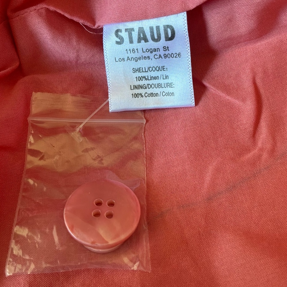 New Staud Blazer Maxwell Linen Blazer in Rosebud Size Medium - Picture 7 of 9